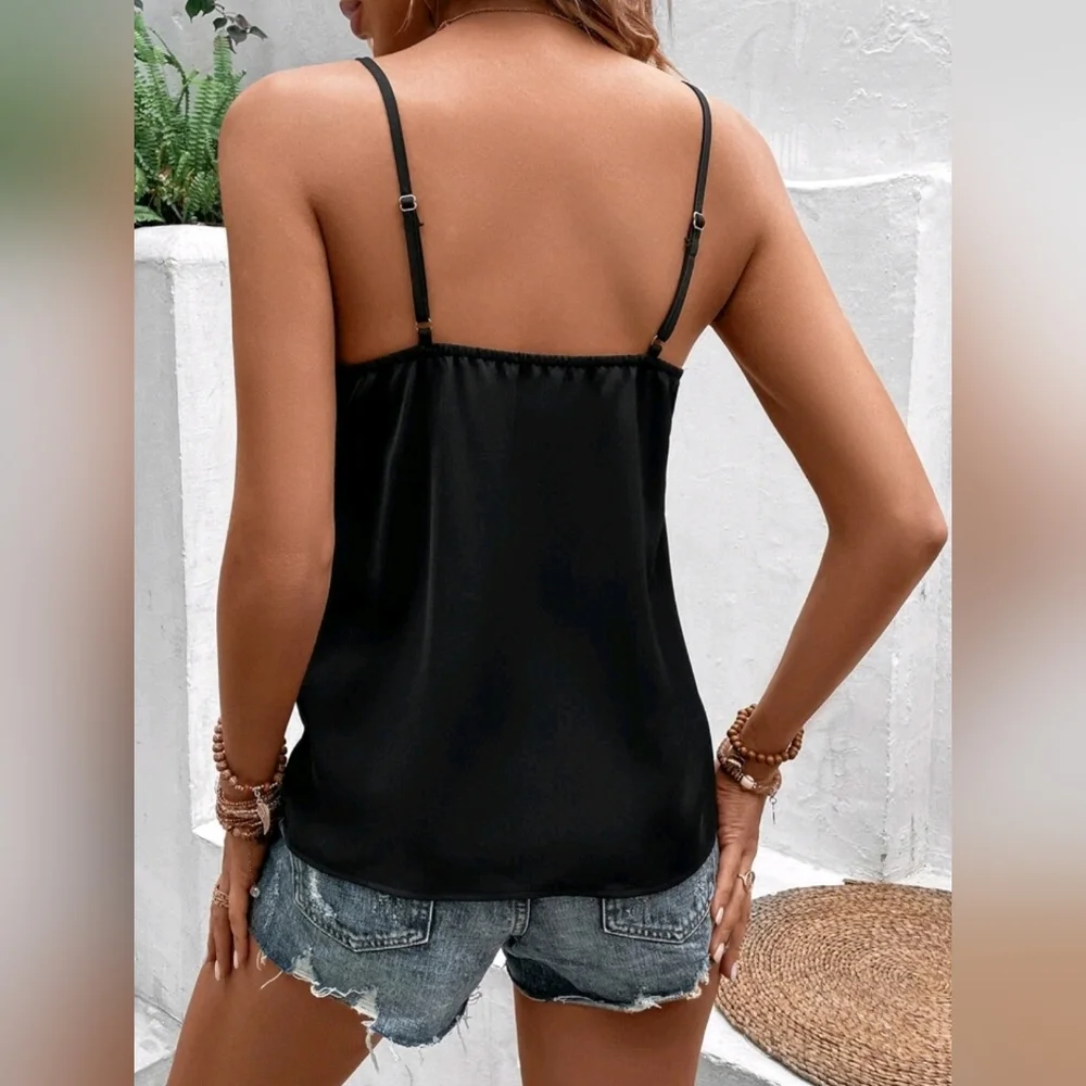 New Chic Strappy Cami Tank Top Black - Picture 4 of 8